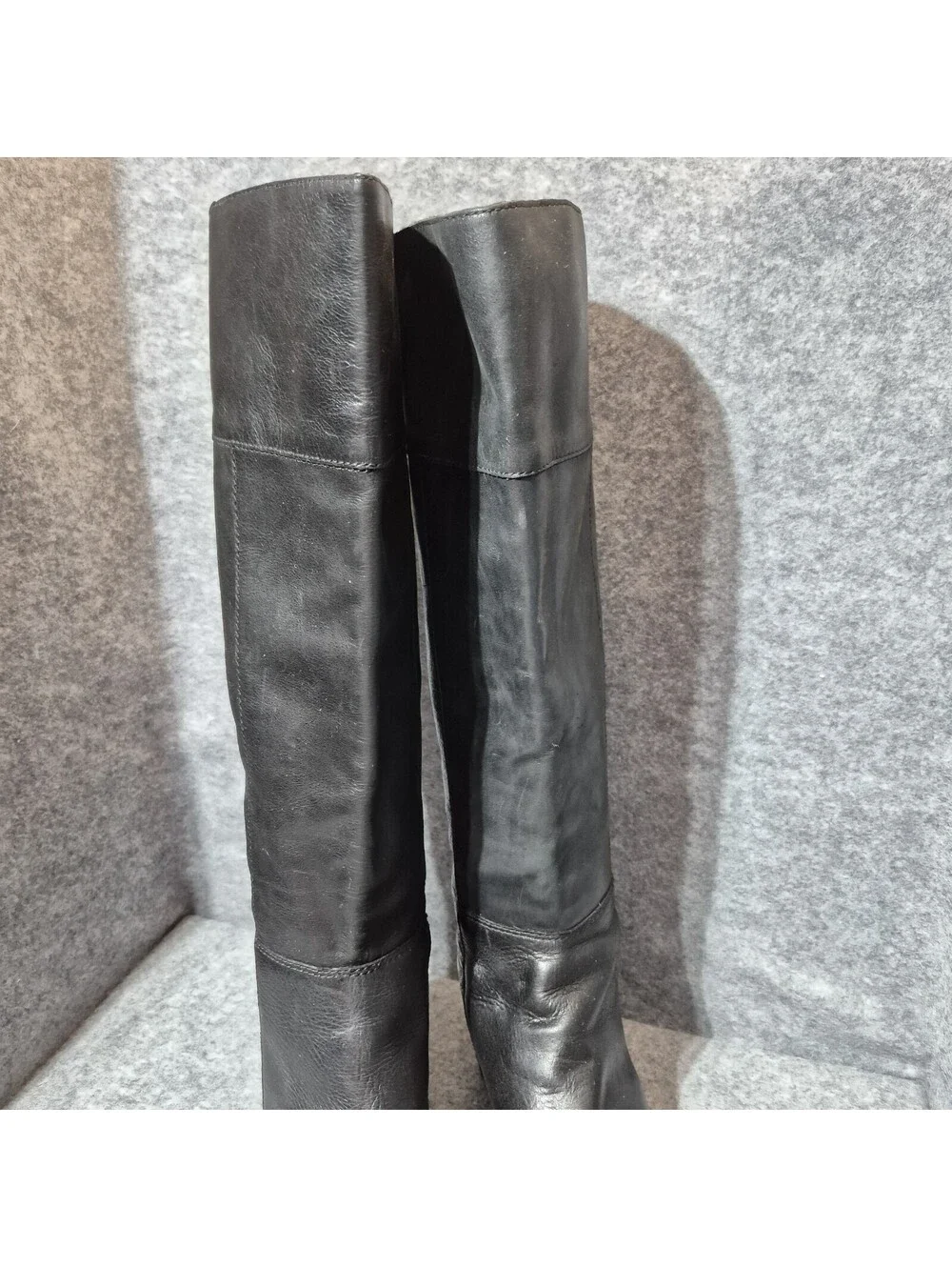 Franco Sarto Cosmina Black Leather Knee-High Zip Riding Boots Womens 6.5M Tall